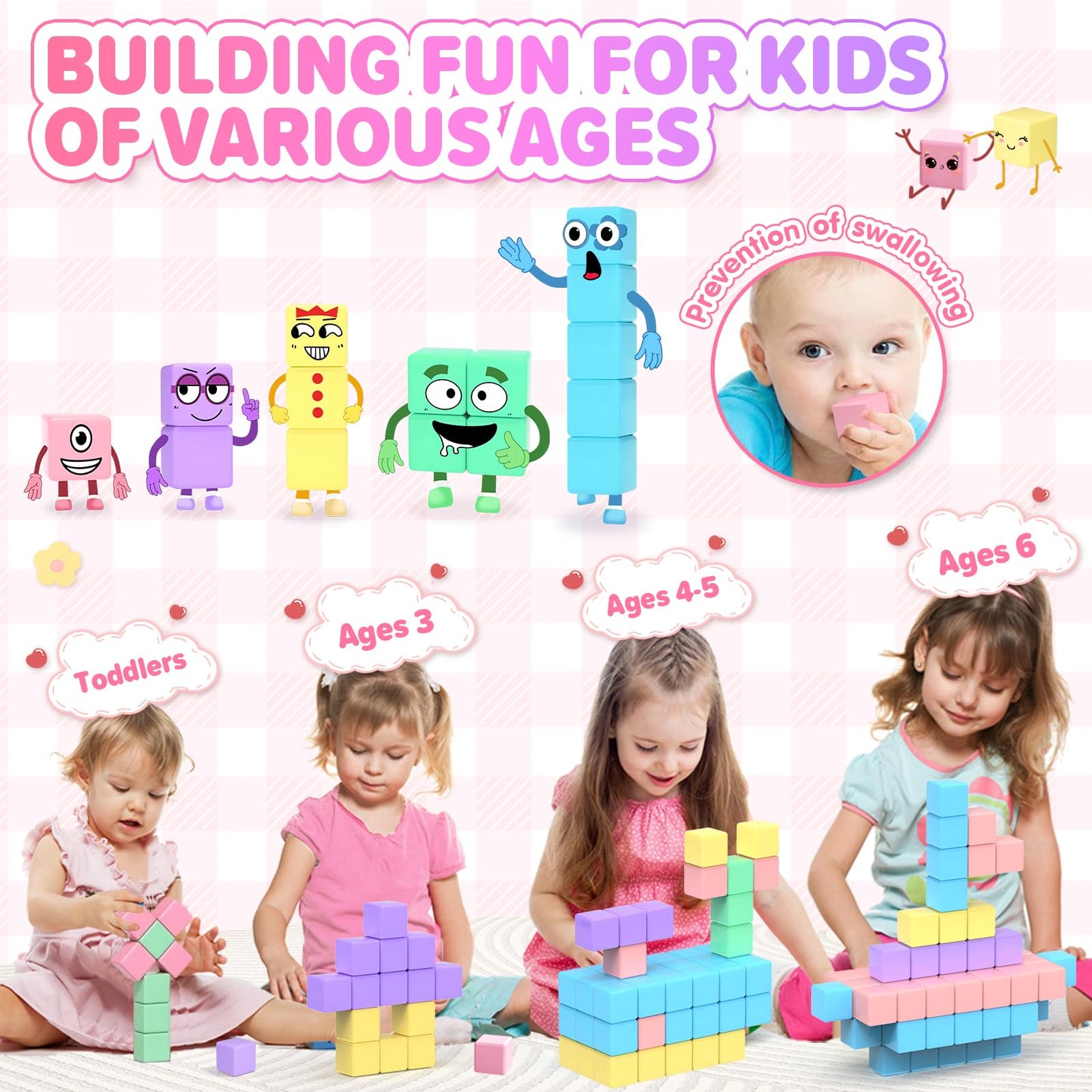 KAEILORU 45pcs Magnetic Building Blocks Set - Pastel Color STEM Toys for Toddlers, Perfect Christmas & Birthday Gift for Ages 1-5