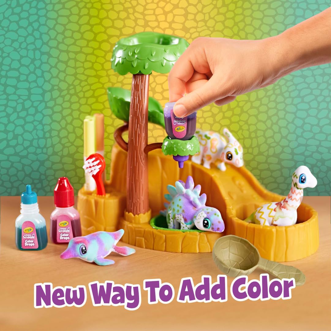 Crayola Scribble Scrubbie Pets Dinosaur Waterslide, Dinosaur Toys for Kids, Pet Grooming Toy, for Boys & Girls, Ages 3+