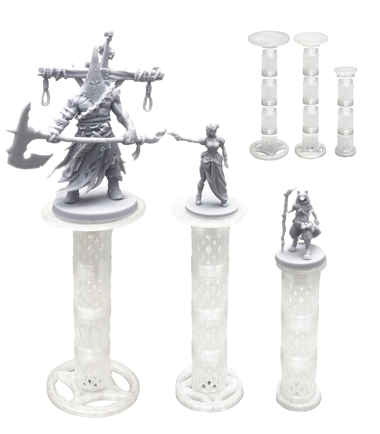 Lixusia Combat Risers for Flying Miniatures, DND TRPG Terrain Flight Stands, Raised Platforms, 8 Adjustable Tiers with 3 Stands 