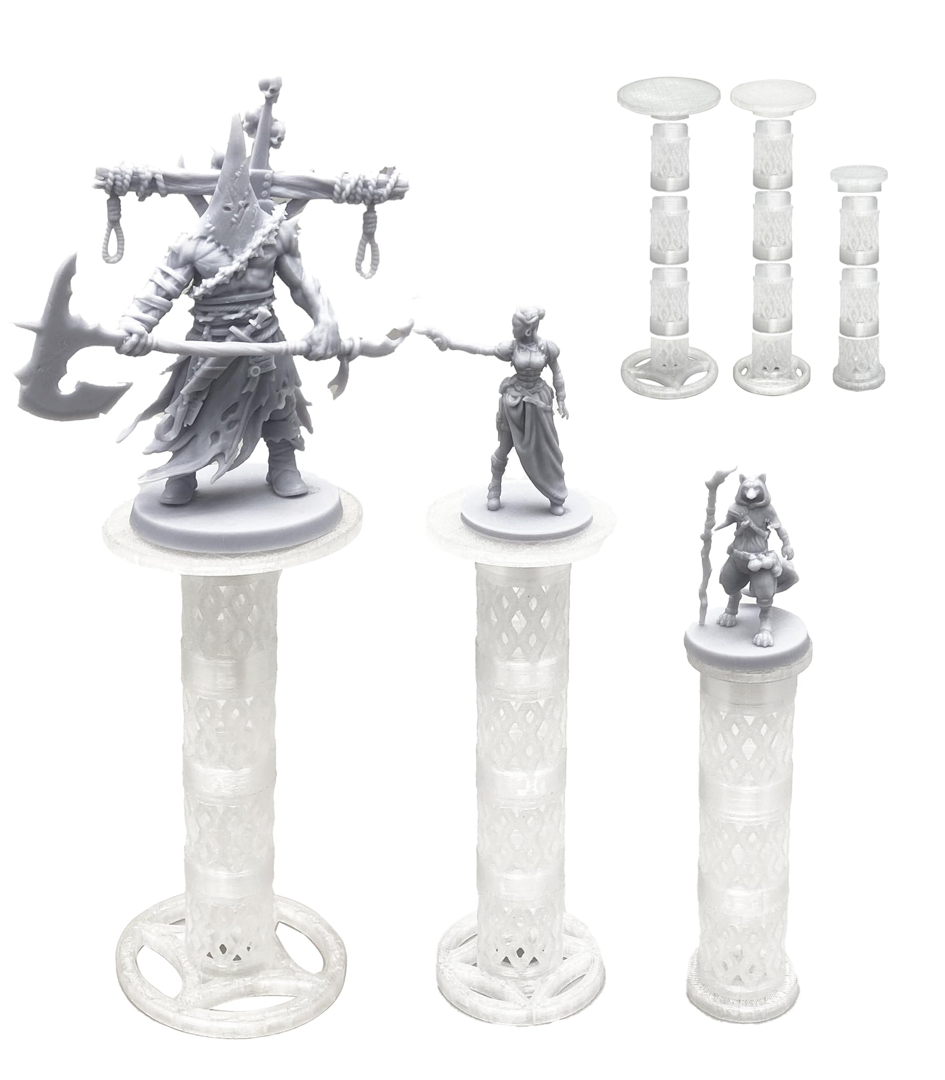 Lixusia Combat Risers for Flying Miniatures, DND TRPG Terrain Flight Stands, Raised Platforms, 8 Adjustable Tiers with 3 Stands 