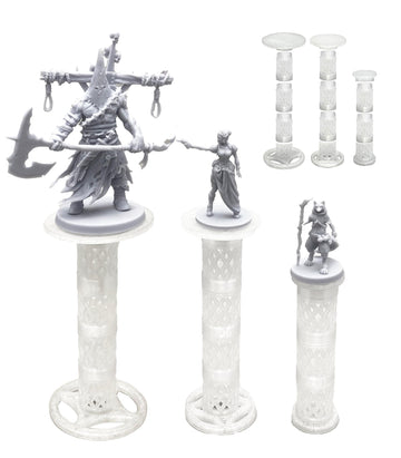 Lixusia Combat Risers for Flying Miniatures, DND TRPG Terrain Flight Stands, Raised Platforms, 8 Adjustable Tiers with 3 Stands 