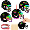 JULMELON 36 PCS Football Crafts for Kids, Rainbow Scratch Paper Art for Kids Football Party Favors Football Helmet Scratch Off C