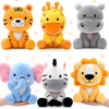 Roundfunny 6 Pcs Small Stuffed Safari Animals Bulk, 7 Inch Jungle Animals Stuffed Toys, Adorable Plush Lion Zebra Giraffe Tiger