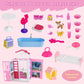 Portable Dollhouse Playset For 11.5 Inch, 2-Story Doll House With 25+ Pcs Dollhouse Furnitures & Accessories, Space Saving Playh