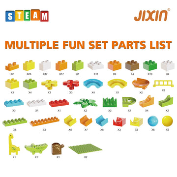JIXIN Dinosaur Marble Run 187pcs Building Blocks - Compatible with LEGO DUPLO - STEM Montessori Toys for Kids Ages 3-8