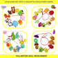BMTOYS Montessori Wooden Stringing Beads Set - 42 Rainbow Farm Animals & Fruits for Toddlers 3-5 Years