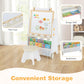 Costzon Easel for Kids, 4 in 1 Toddler Activity Table & Stool w/Magnetic Whiteboard, Chalk Board, Paper Roll, Art Supplies, Larg
