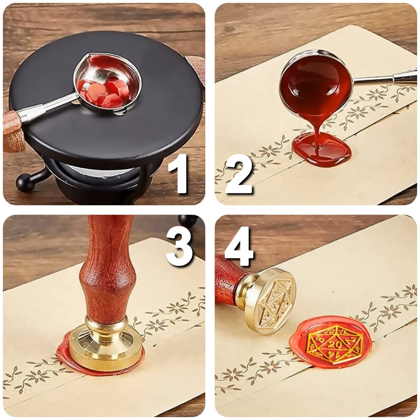 Dnd Wax Seal Stamp, Fantasy D20 Dice Wax Seal Kit, Ideal Gifts For Dungeons And Dragons/D&D Adventure Cards Envelopes, Gift Pack