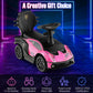 Honey Joy Push Cars For Toddlers, Lamborghini Kids Toy Car Stroller W/Push Handle & Detachable Guardrail, Horn & Engine Sound, Seat Storage, Foot-To-Floor Ride On Push Car For Boys Girls(Pink)