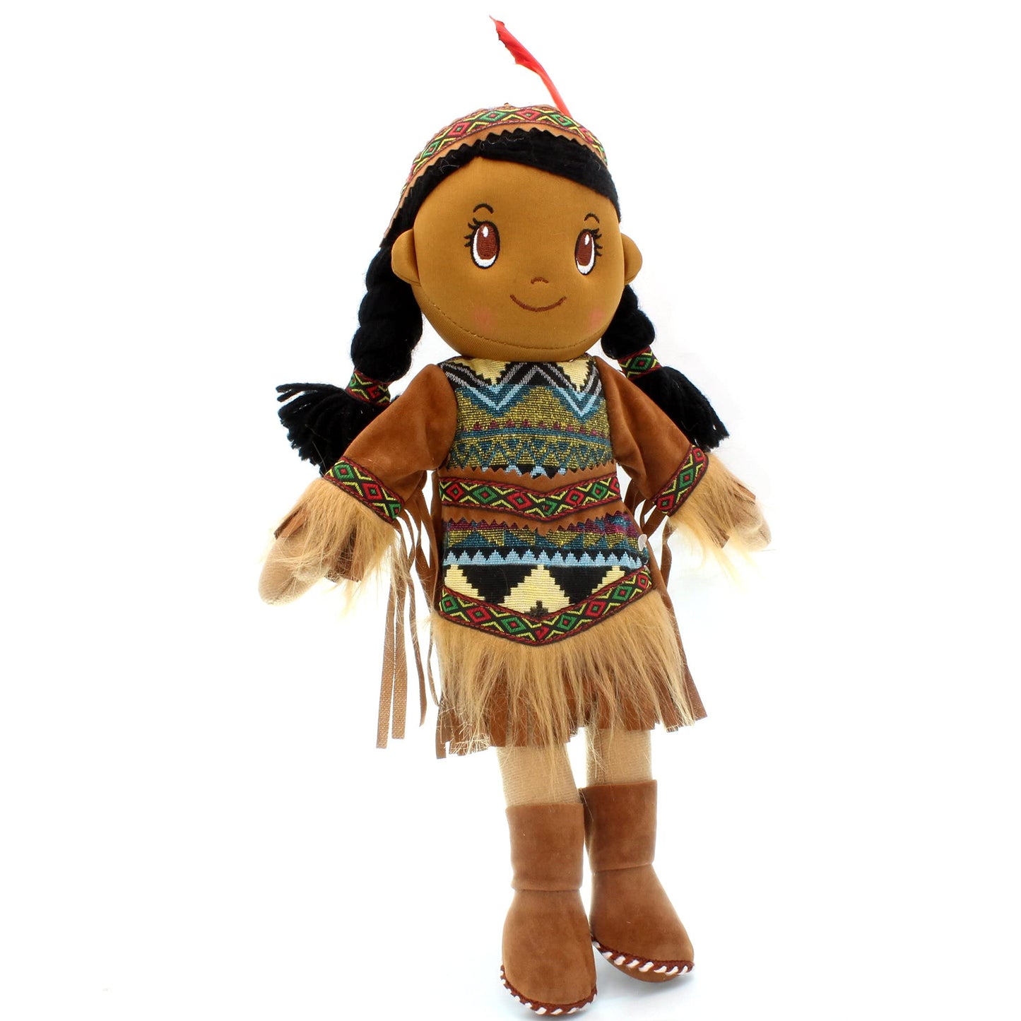 KINNEX Collections 14" Plush Native American Indian Rag Doll - DF14002 - Brown-Aruna