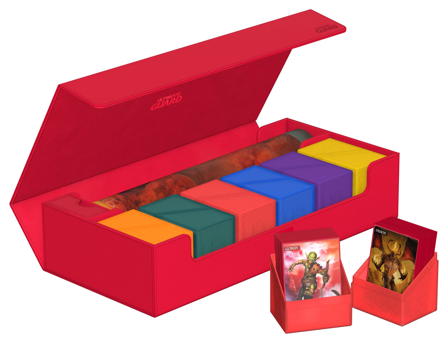 Ultimate Guard Superhive 550+, Deck Case For 550 Double-Sleeved Tcg Cards, Red, Compatible With Boulders, Magnetic Closure & Microfiber Inner Lining