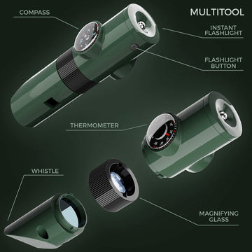 Nature Explorer Kit For Kids - Camping Gear & Accessories Play Toy Gift For Boys Outdoor Childrens Games. Birthday Gifts Toys 6 7 8 Year Old Boy. Binoculars Fan Magnifier Flashlights 5-In-1 Tool
