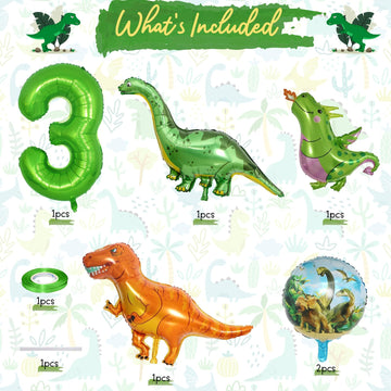 Dinosaur 3Rd Birthday Decorations, Dinosaur Birthday Party Decorations With Giant Inflatable Dinosaur Balloons 40 Inch Helium Foil Mylar Number 3 Balloons For Dinosaur Theme Birthday Party Decorations
