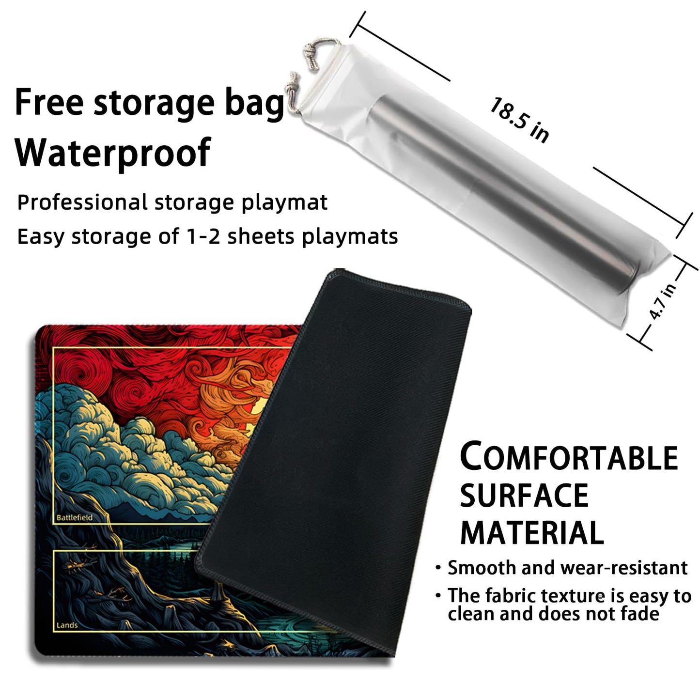 Malqiqi Playmat For Mtg, With Free Storage Bags,Game Mat 24 X 14 Inches, Tcg And Board Game Mat For Cards,Mousepad Desk Mats (With Zones,Magic Mat 9)