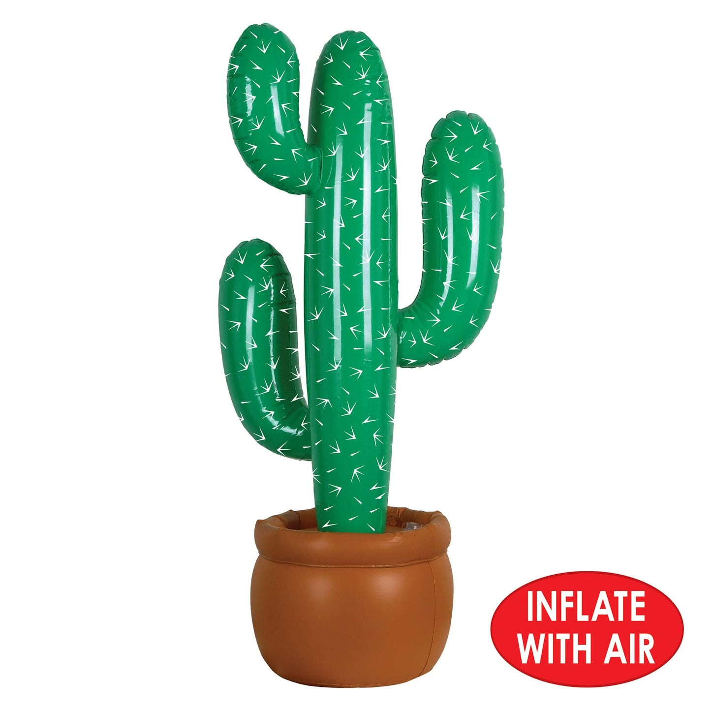 Beistle Pack of 2 Inflatable Cactus Decorations in Green/White/Brown, Wild West Party Decorations, Mexican Cinco de Mayo Party A