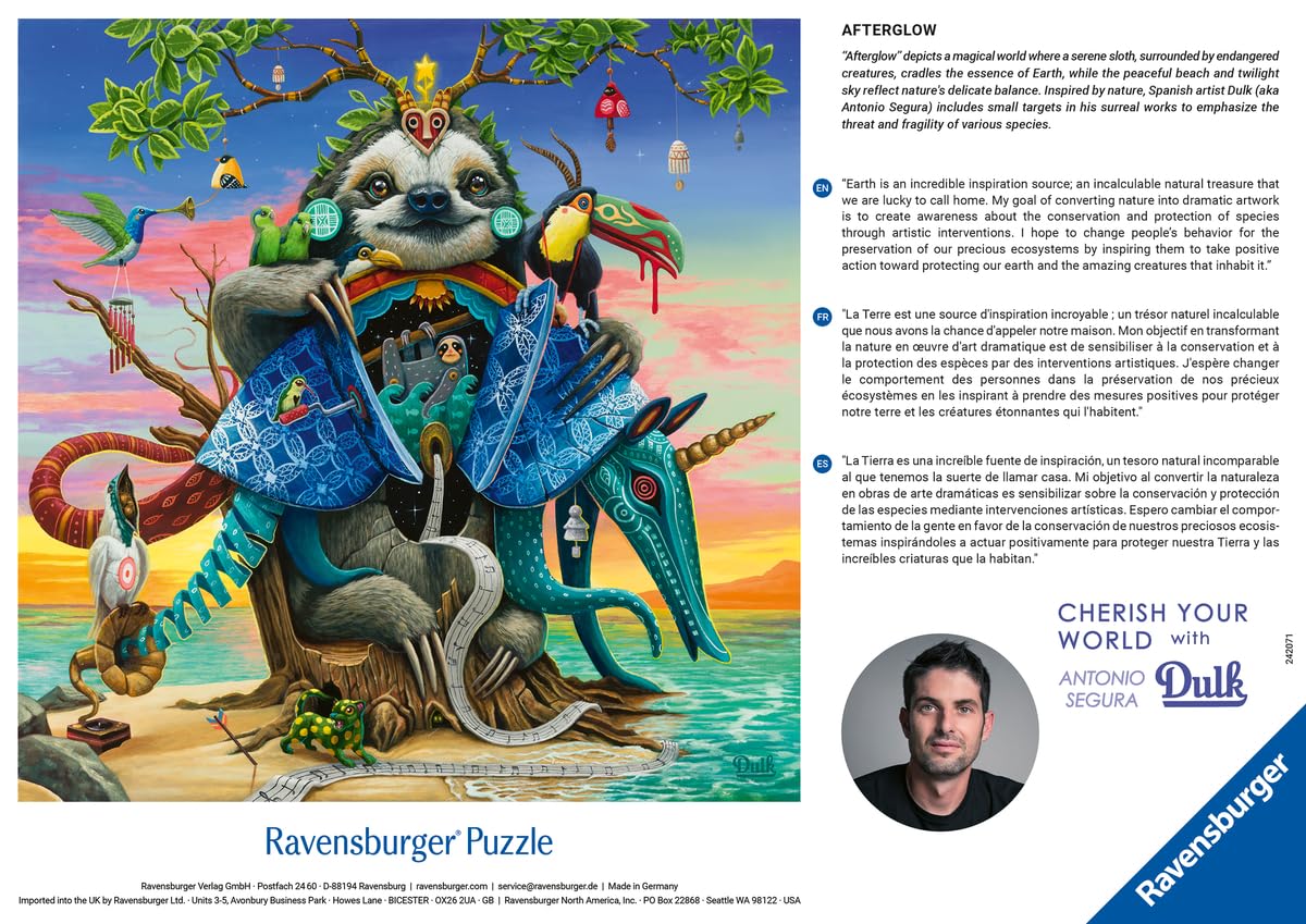 Ravensburger Afterglow 500 Piece Jigsaw Puzzle | Magical Endangered World by Dulk | Environmentally Inspired Art | enhanced Quality | Eco-Friendly Materials