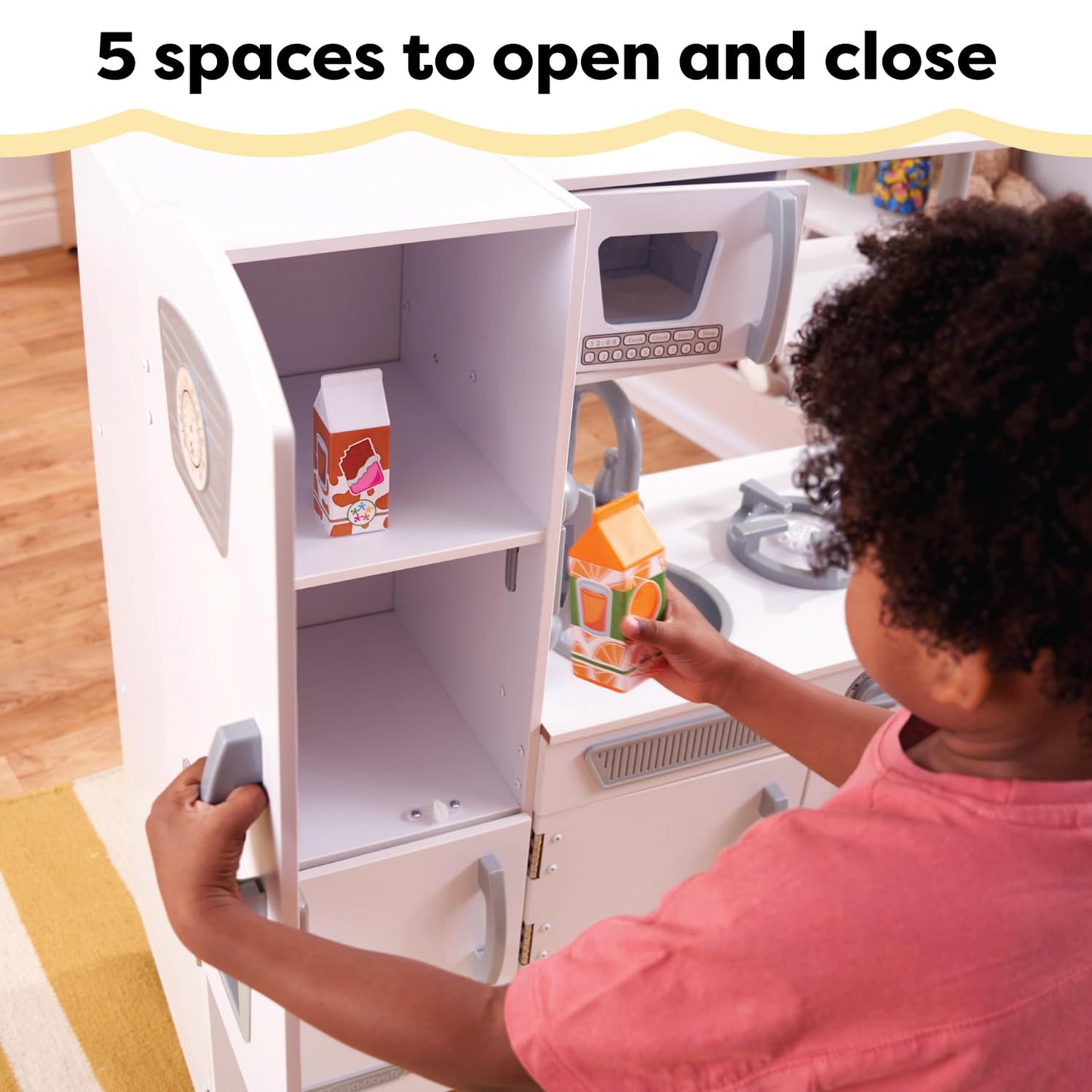 KidKraft Vintage Wooden Play Kitchen with Pretend Ice Maker and Play Phone, White