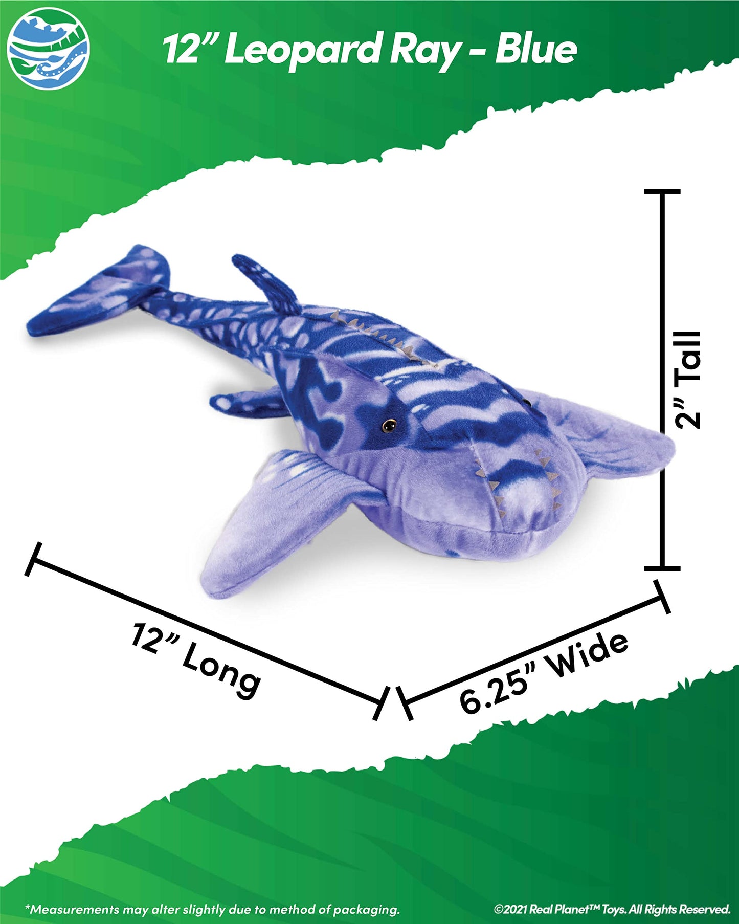 Real Planet Whale Plush Toy - Realistic Stuffed Animal Gift For Kids All Ages, Ocean Marine Creature Plushie, Christmas Birthday Gifts (Leopard Ray, 12')