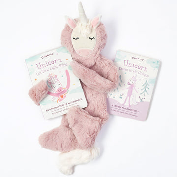 Slumberkins Unicorn Snuggler & 2 Board Books Complete Set Bundle | Promotes Authenticity, Confidence & Healthy Fiendships | Social Emotional Tools For Ages 0+ (Unicorn Snuggler Plush + 2 Board Books)