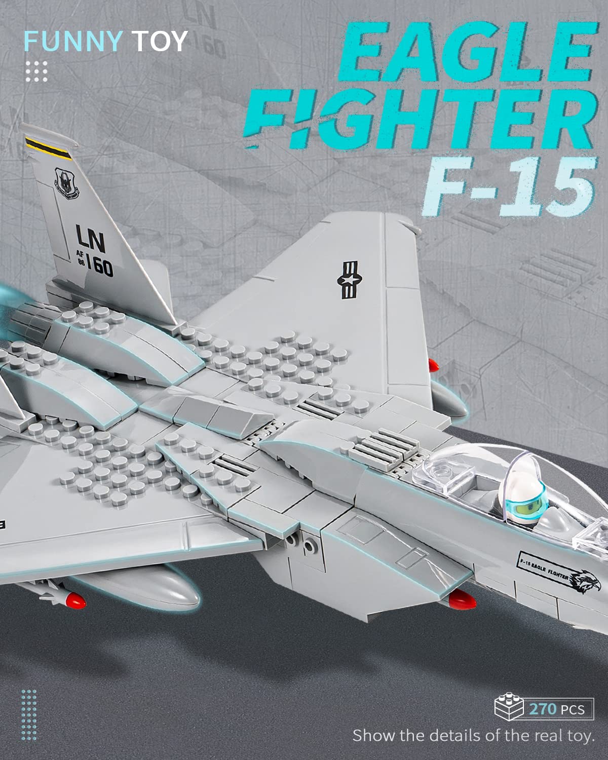 dOvOb F-15 Eagle Fighter Jet Building Blocks Set, 270 Pieces, Plastic, Assorted Colors - Military Plane Toy for Kids & Adults