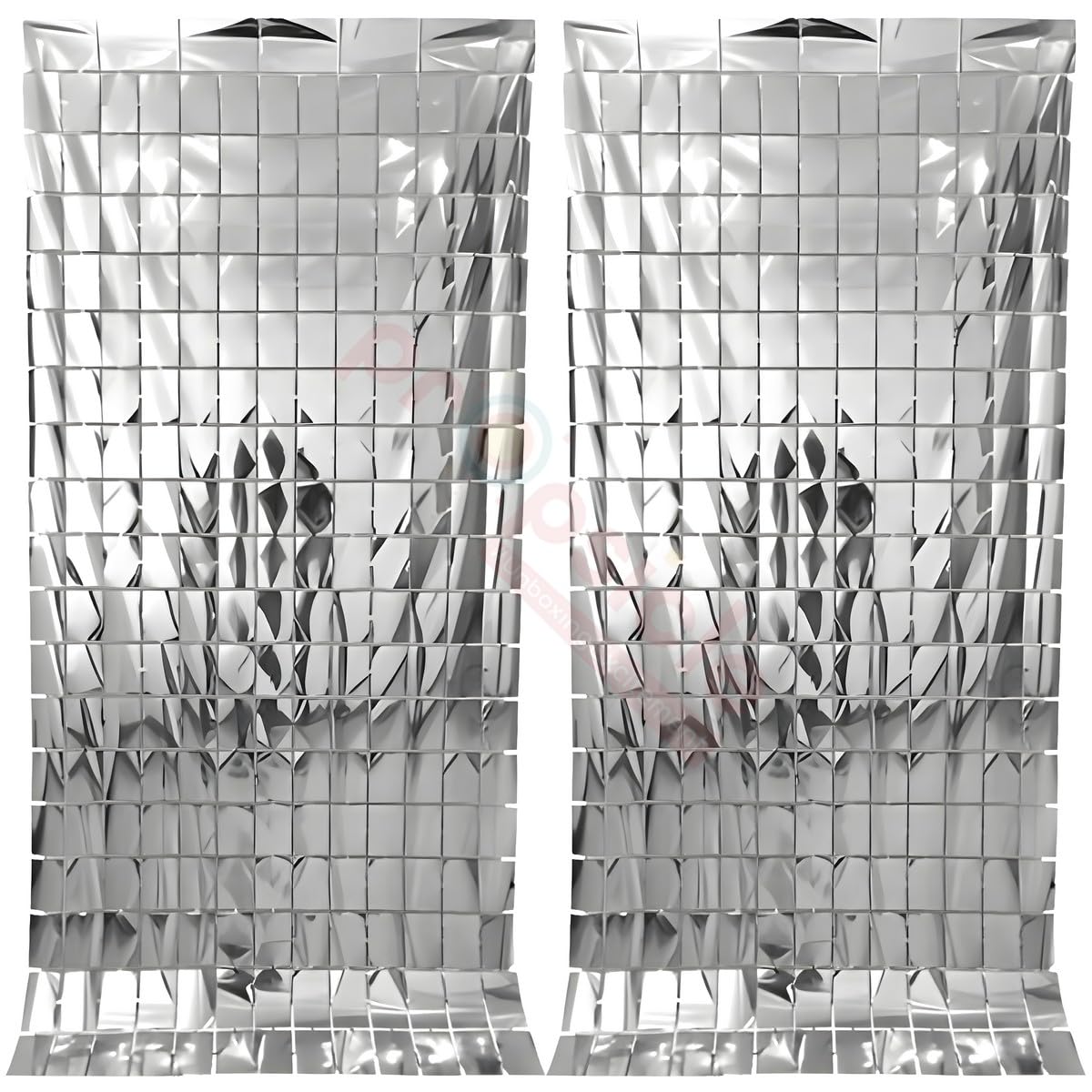 Propsicle 3Ft X 6Ft Silver Foil Fringe Curtains, Pack Of 2  Square Tinsel Backdrop For Birthday Decoration, Bachelorette, Baby 