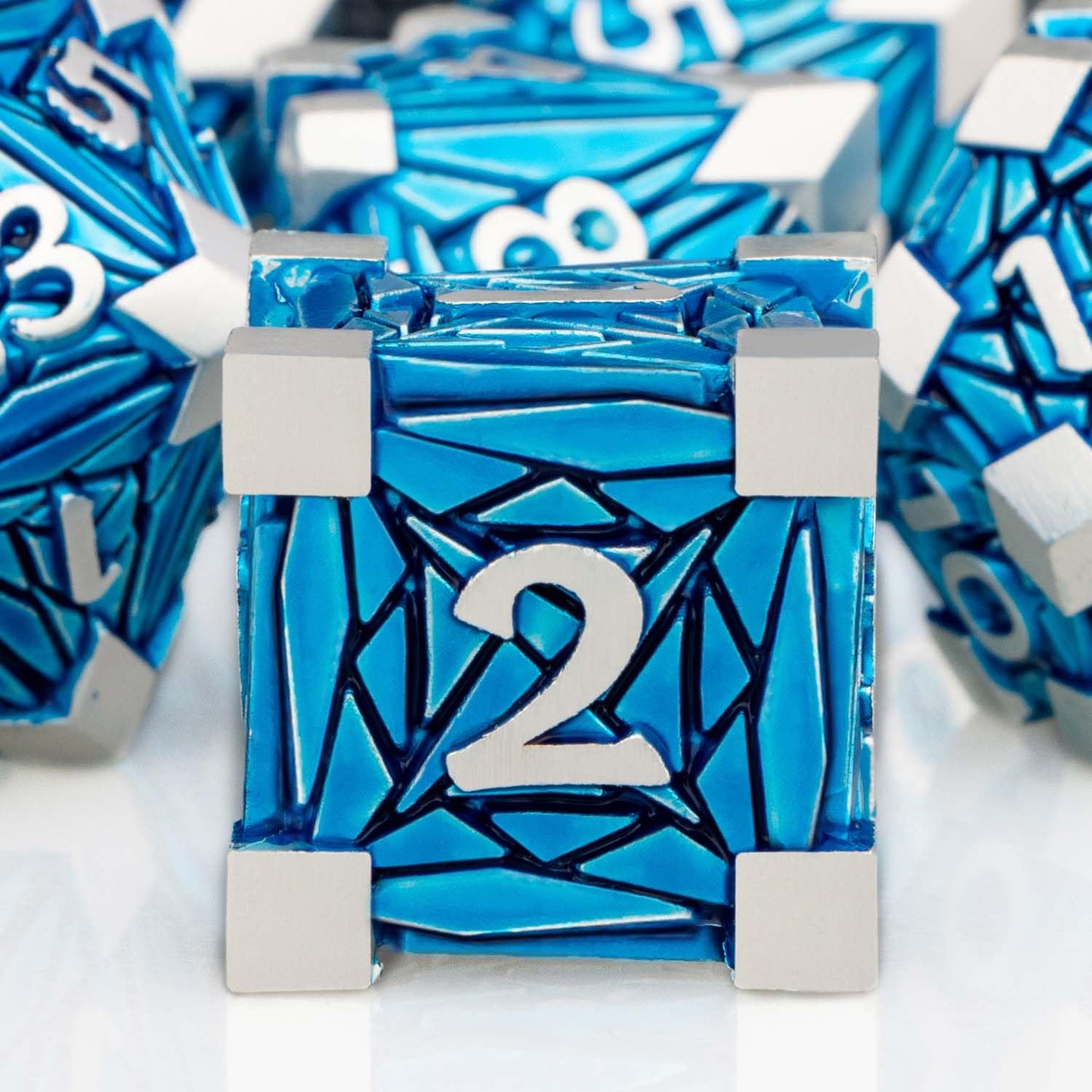 ORIFANTOU Metal DND Dice Set Dungeons and Dragons Dice with Box, Blue Debris D&D Dice RPG D and D Dice Role Playing Game Polyhed