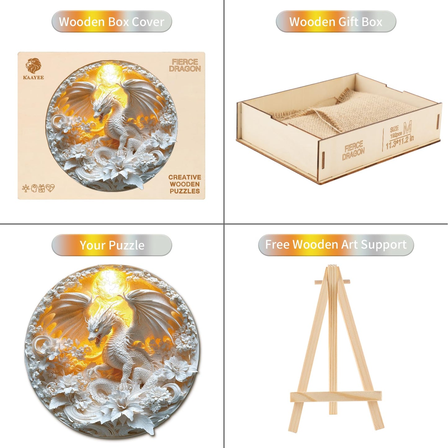 KAAYEE Wooden Puzzles for mature-themeds  Fierce Dragon Wooden Jigsaw Puzzle Unique Shape Wood Puzzle mature-themed  3D Visual Effect Flat Puzzles Birthday Gifts Family Games (XL-17.3 * 17.2 in-457 pcs)