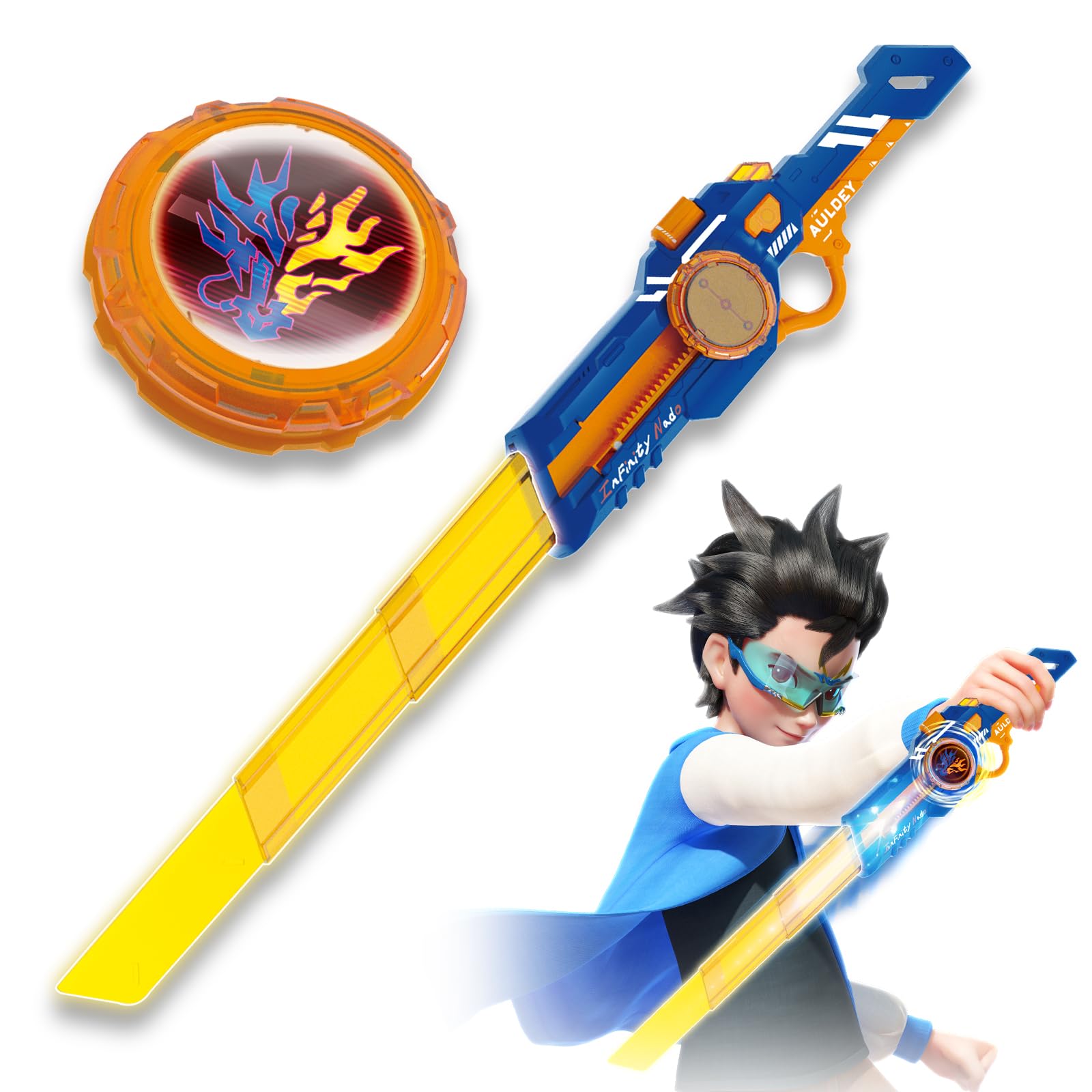 INFINITY NADO Spinning top Toy for Kids  Glowing battling top Toy with Telescopic decorative replica blade Launcher  battling top for Kids Boys Girls 5 6 7 8 9 10 11 12 Years Old and up  Fury Wave Dragon