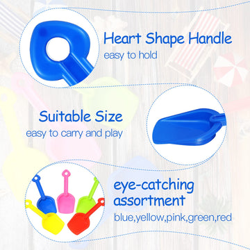 Junkin 24 Pcs 7.7 Inch Mini Plastic Sand Shovel Beach Toys Long Play Colorful Scoop Rake Sand Shovels for Beach and Garden Shove