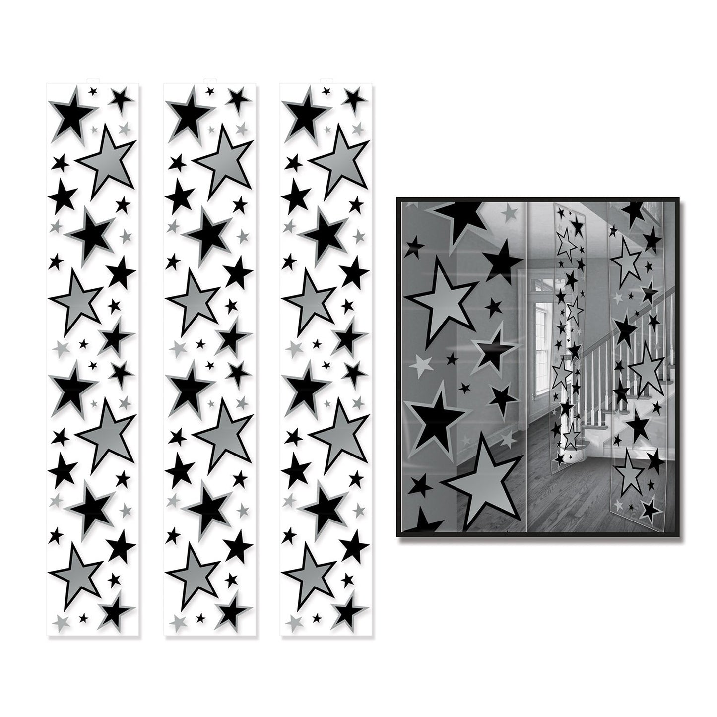 Beistle Black & Silver Star Party Panels
