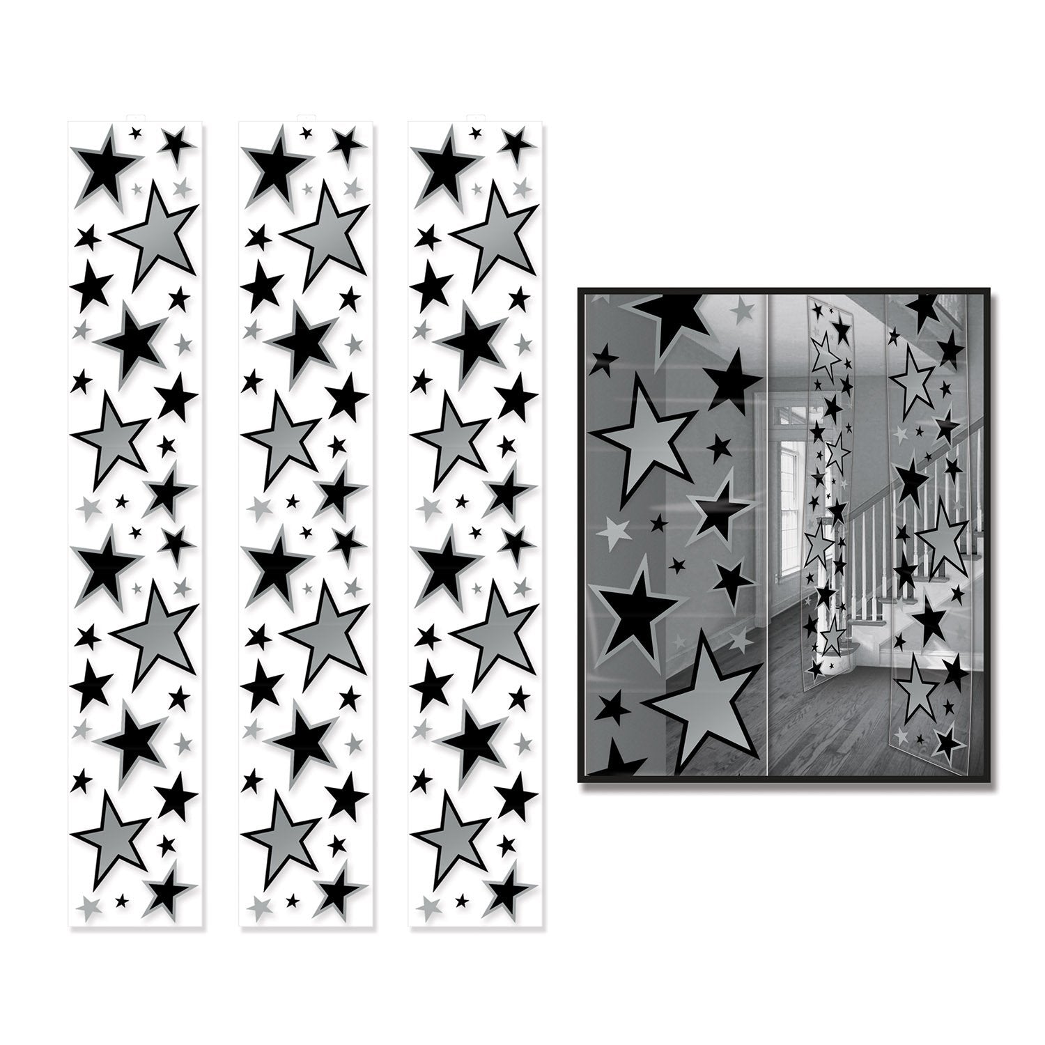 Beistle Black & Silver Star Party Panels
