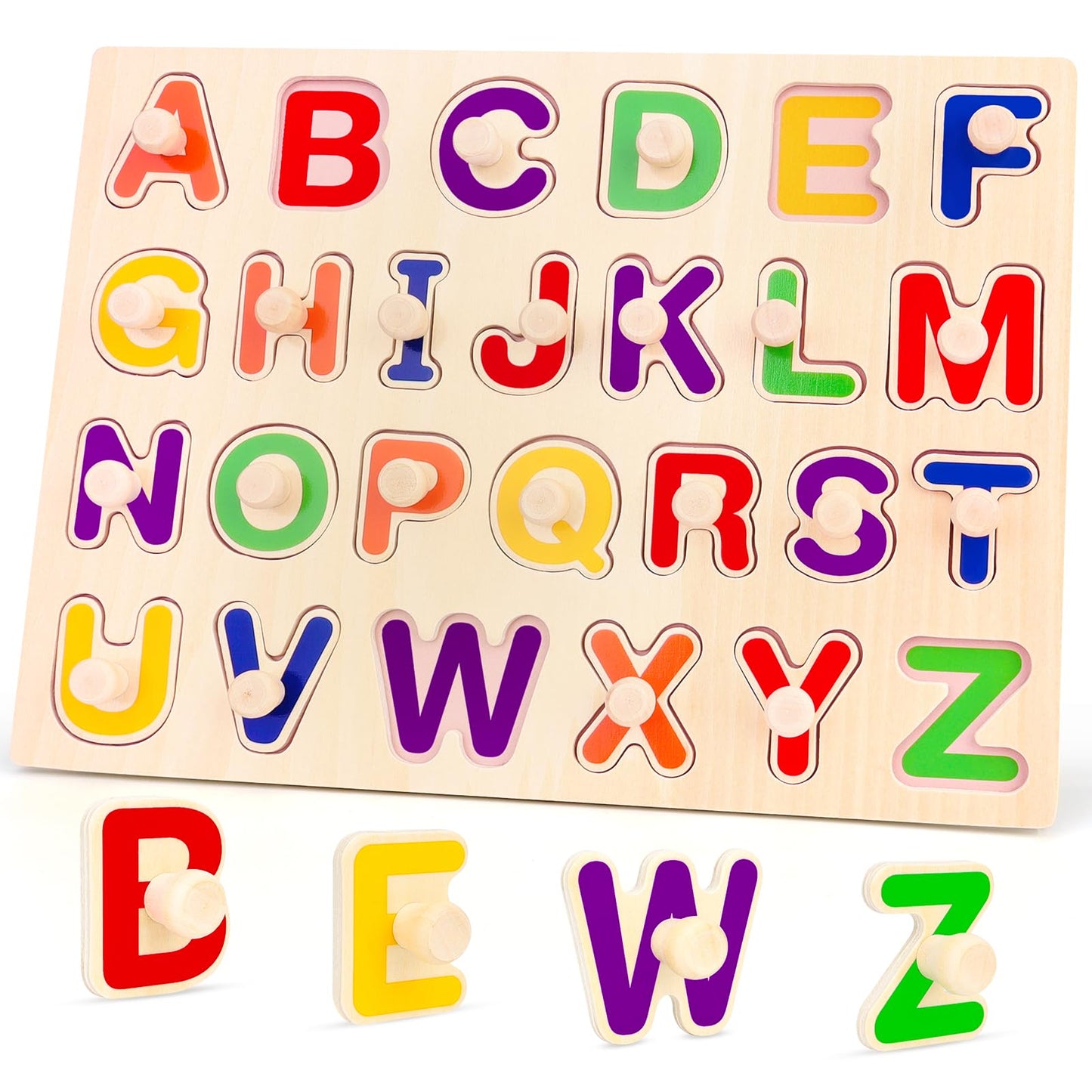 Jumlys Montessori Toys For Toddlers 1, 2, 3 Year Old, Wooden Alphabet Puzzles For Kids 1-3, Early Learning & Educational Abc Puz