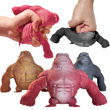 Squishy Monkey Stretch Gorilla Toy - 3Pack Of Big Sensory Monkey Stretchy Toys,Stress Relief Splat Gorilla Figures For Autism ,Funny Animal Squishy Gorilla Toys Kids And Adults Easter Stuffers