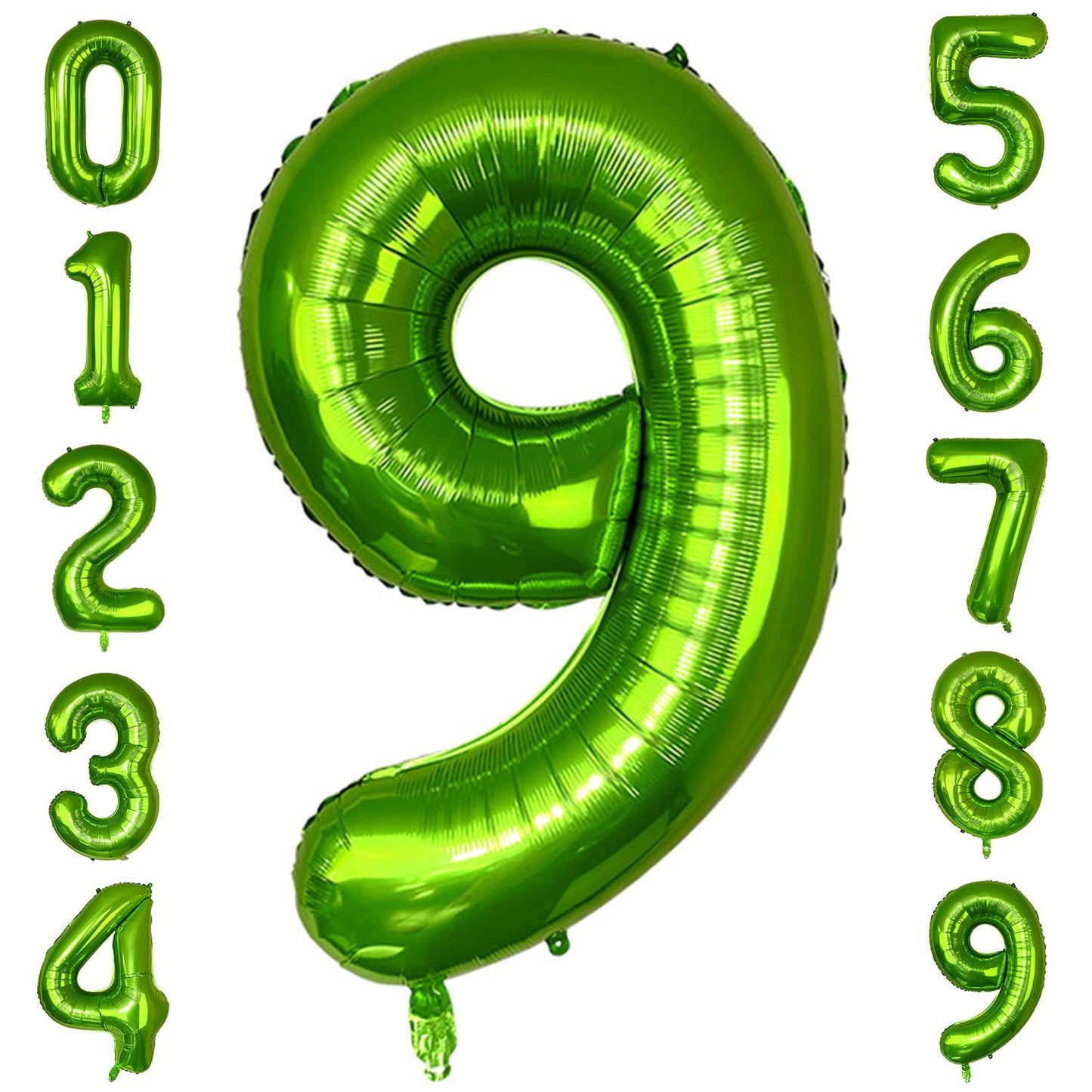 Paticool 40 Inch Green Number Balloon 9, Large Number Foil Balloons Mylar For Girl Boy Birthday Party Celebration Decorations Su