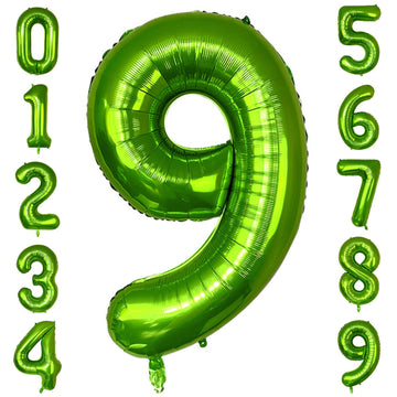 Paticool 40 Inch Green Number Balloon 9, Large Number Foil Balloons Mylar For Girl Boy Birthday Party Celebration Decorations Su
