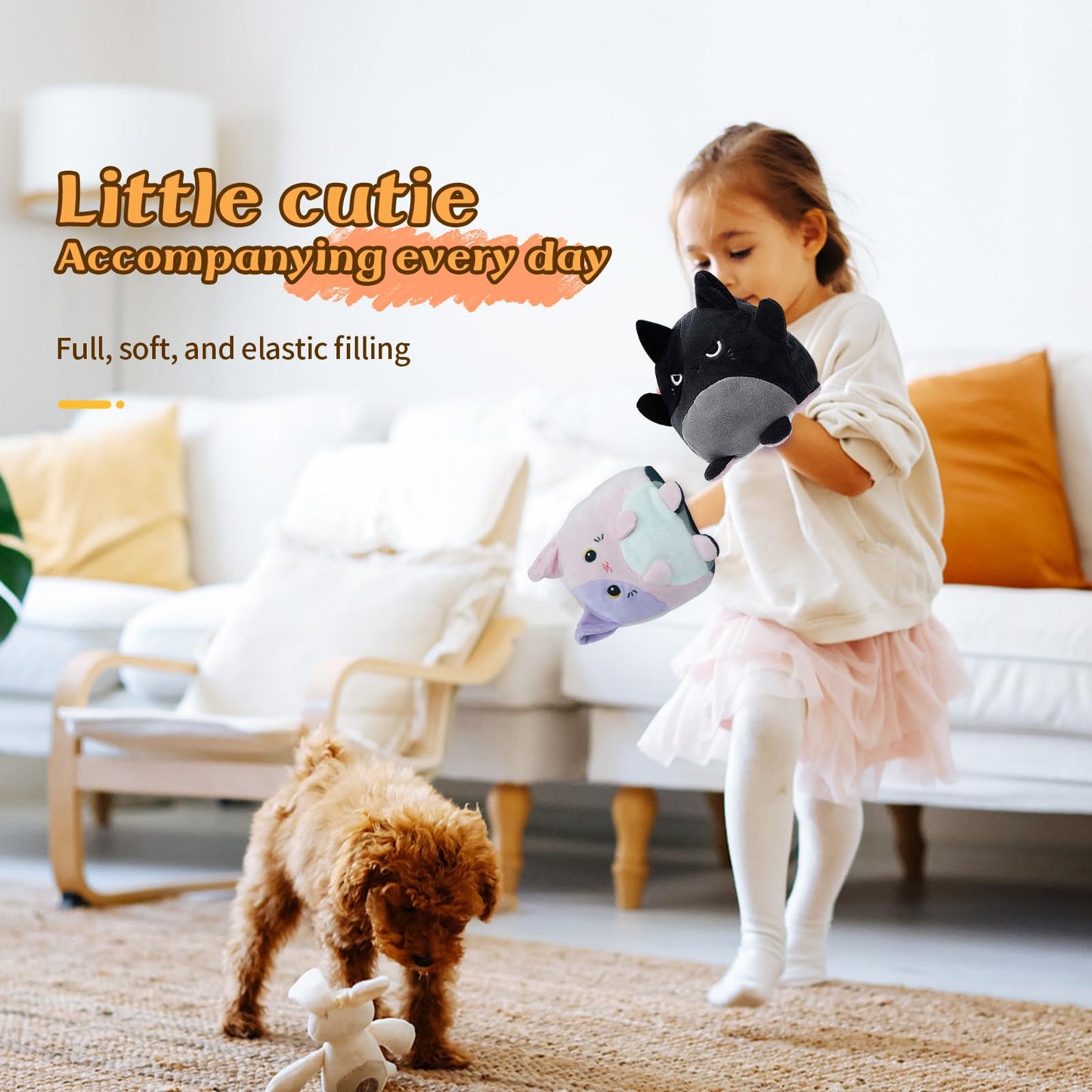 Double-Sided Flip Plush Toy,Reversible Stuffed Animal Mood Plush Flip Show Your Mood At All Times (Cat)