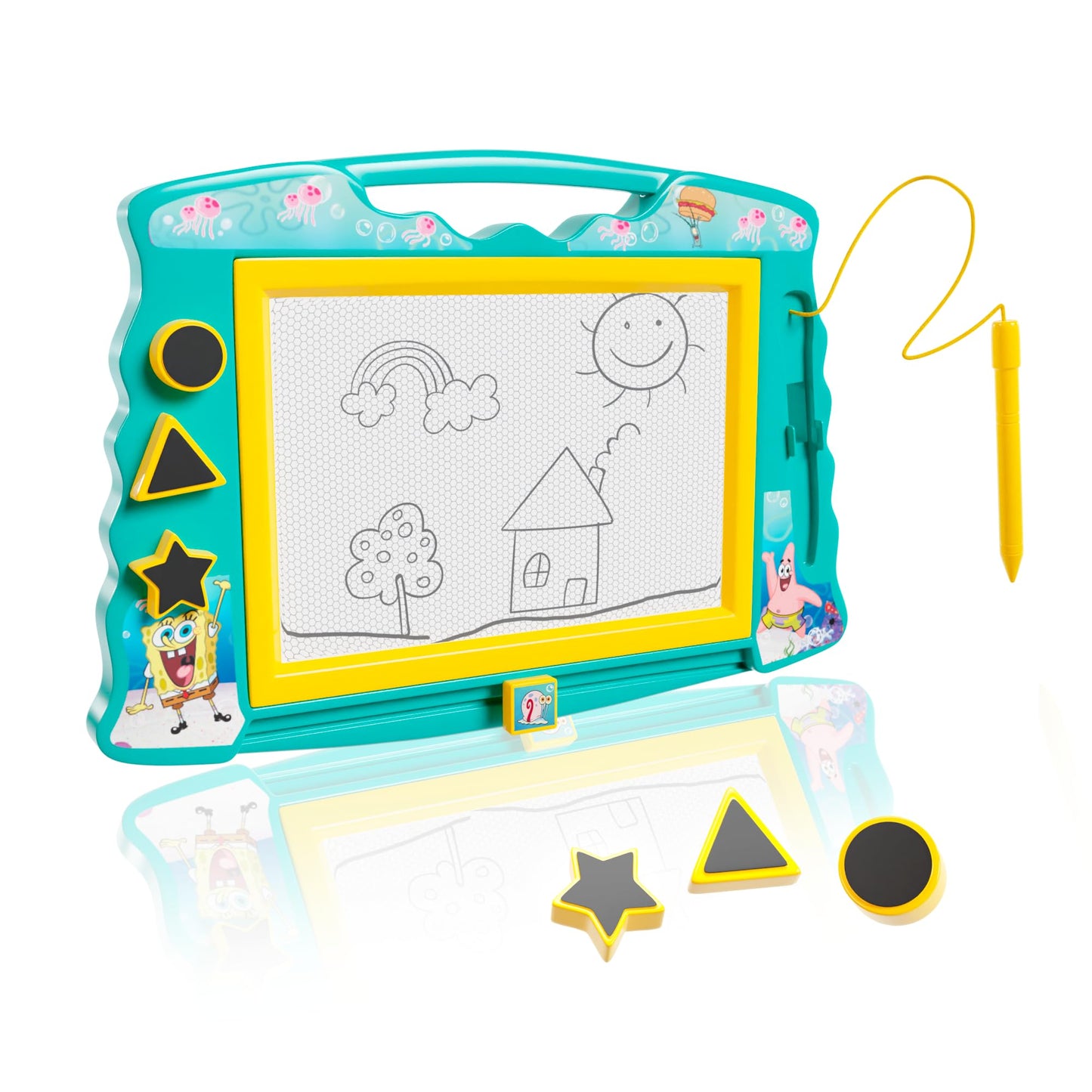 SpongeBob Squarepants Magnetic Drawing Board with Stylus and 3 Stamps, for Boys or Girls