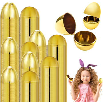 The Dreidel Company Golden Easter Eggs Metallic Gold, Goodie Basket Prize, Eggs Are Hinged, 2.38' Inch (12-Pack)