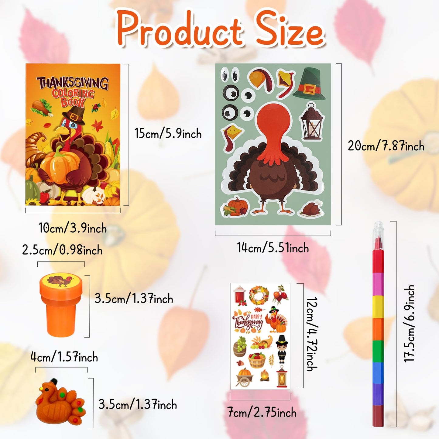 Cinrobiye 72 Pcs Thanksgiving Day Party Favors Fall School Exchange Gifts Thanksgiving Coloring Books Stacking Crayons Turkey Di