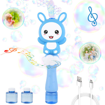 Imymax Bunny Bubble Machine Toy - Electric Musical Bubble Blower, Usb Rechargeable Outdoor Bubbles For Kids Toddlers Boys Girls,