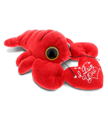 Dollibu I Love You Valentine Plush Big Eye Red Lobster - Cute Stuffed Animal With Red Heart And Name Personalization Gift For Valentines Day, Birthday, Anniversary, Romantic Date - 6 Inches