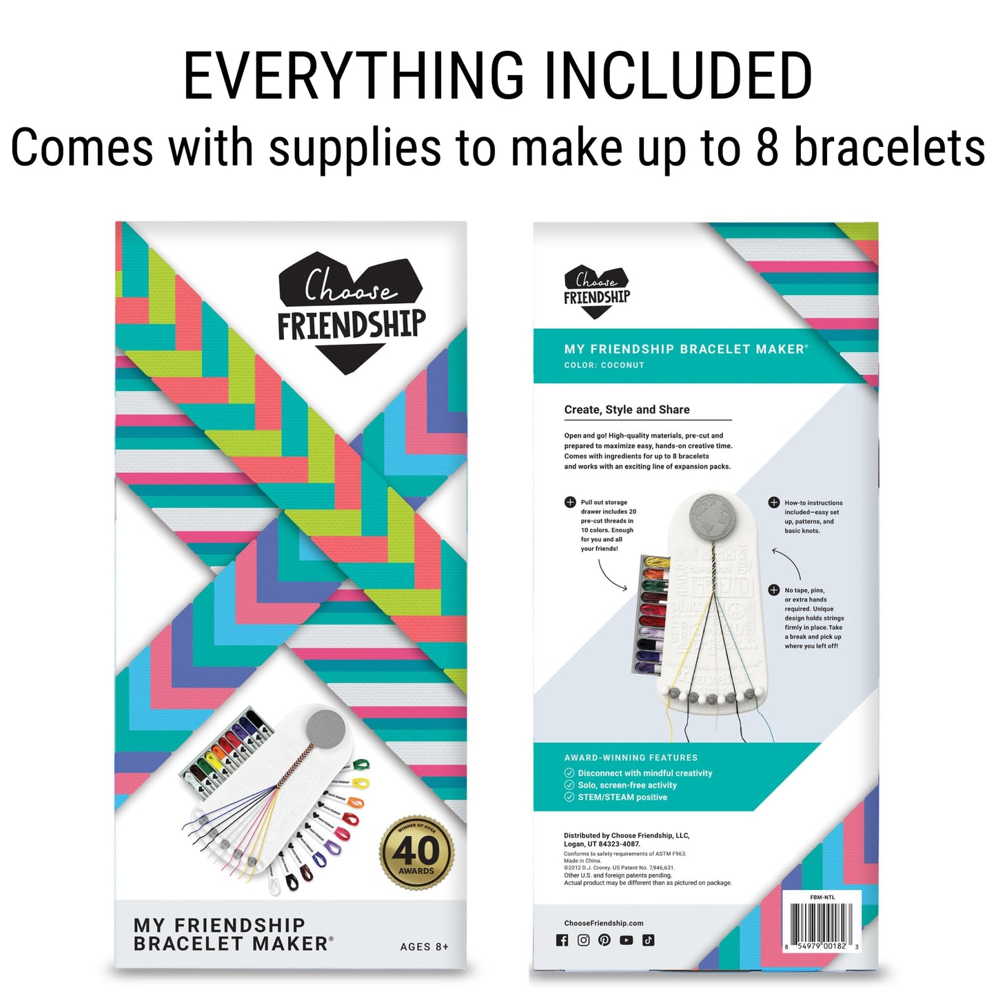 Choose Friendship My Friendship Bracelet Maker, 20 Pre-Cut Threads (Craft Kit/Kids Jewelry Kit) - Neutral