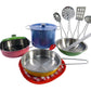 Powertrc Colorful Metal Pots And Pans Cookware With Utensils Playset For Kids