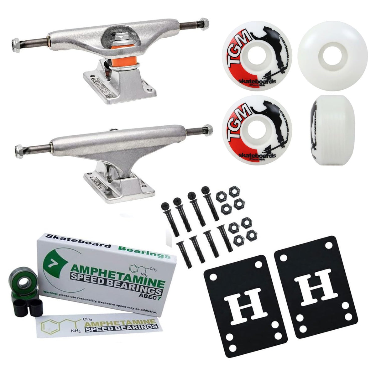 INDEPENDENT 139 Skateboard Trucks, Wheels, ABEC 7 Beari