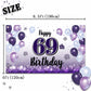 LASKYER Happy 69th Birthday Decorations,69th Purple Balloon Large Birthday Banner Backdrop Sign,69 Years Old Bday Party Supplies