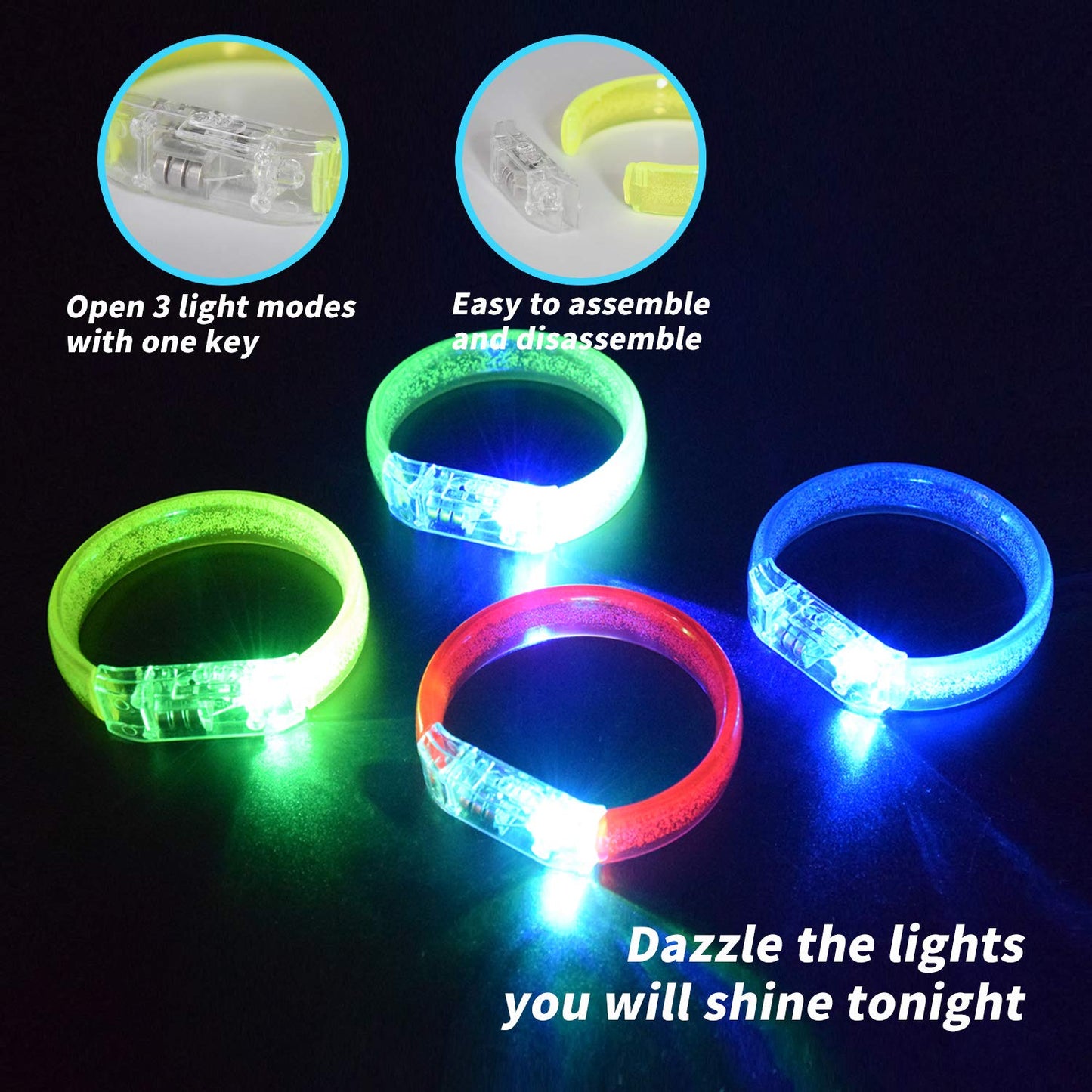 M.Best 35Pcs Glow Bracelets Glow In The Dark Party Supplies Bracelets Toys For Kids Birthday Halloween Christmas Party Favors