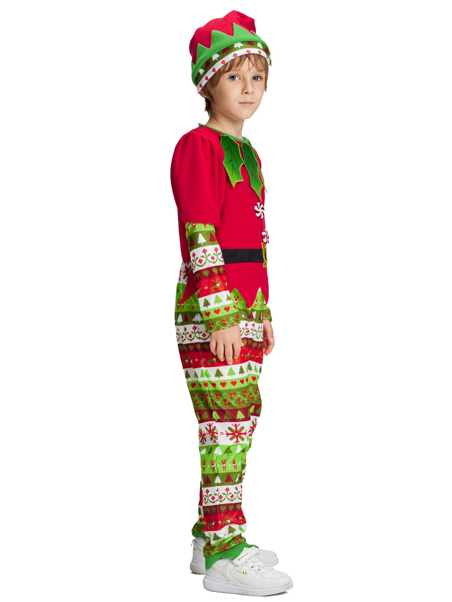 Ikali Kids Christmas Elf Costume Boys Toddlers Red Elf Dress Up Santa'S Helper Costume Xmas Festive Outfit