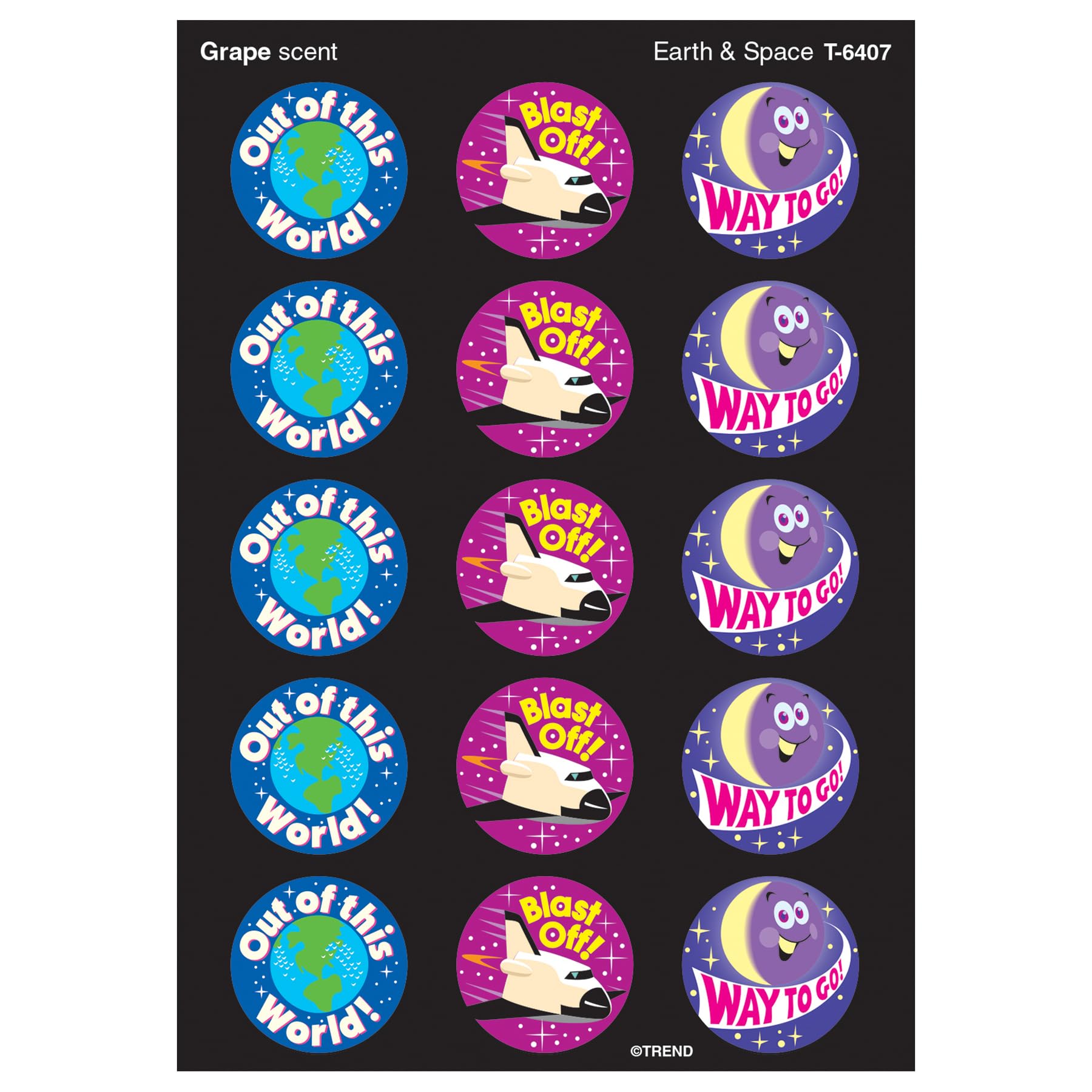 Trend Earth & Space/Grape Stinky Stickers, Classroom Incentives, 60 Count