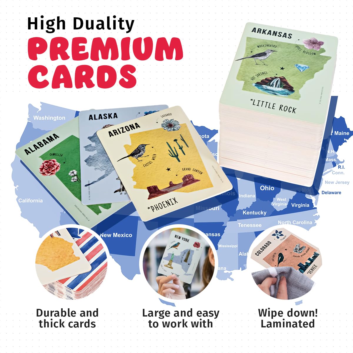 SPARK INNOVATIONS USA States Matching Card Games  Educational Kids Games  Learn States and Capitals  Homeschool Supplies  Classroom Must Have  Kids Toys