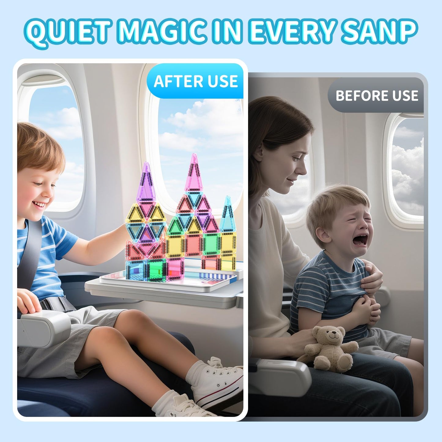 40PCS Mini Magnetic Tiles Travel Set  Portable STEM Building Blocks for Kids with Metal Storage Box  Montessori Sensory Toys for Classroom & Travel  Christmas Gift for Boys & Girls